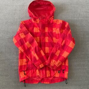 REI Co-Op Jacket Girls 10-12 Orange Plaid Softshell Gorpcore Hiking Outdoor